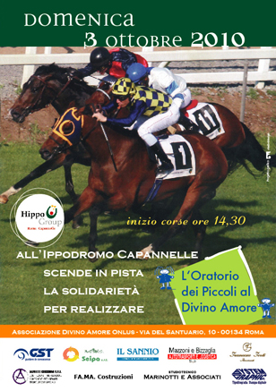 All'Ippodromo delle Capannelle scende in pista la solidarietà per realizzare l'Oratorio dei piccoli al Divino Amore