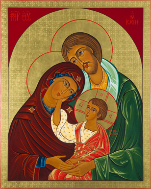 Icona della Sacra Famiglia dipinta dalle iconografe del Laboratorio di Spiritualità e Tecnica dell'Icona "Glikophilousa" del Piccolo Eremo delle Querce in Santa Maria di Crochi - Caulonia (RC). L'icona, donata al Santuario, é esposta nella cappella della Sacra Famiglia.